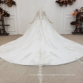 Jancember HTL1552 Boat Neck Longsleeve Heavy Hand Made Wedding Dress Bridal Gown